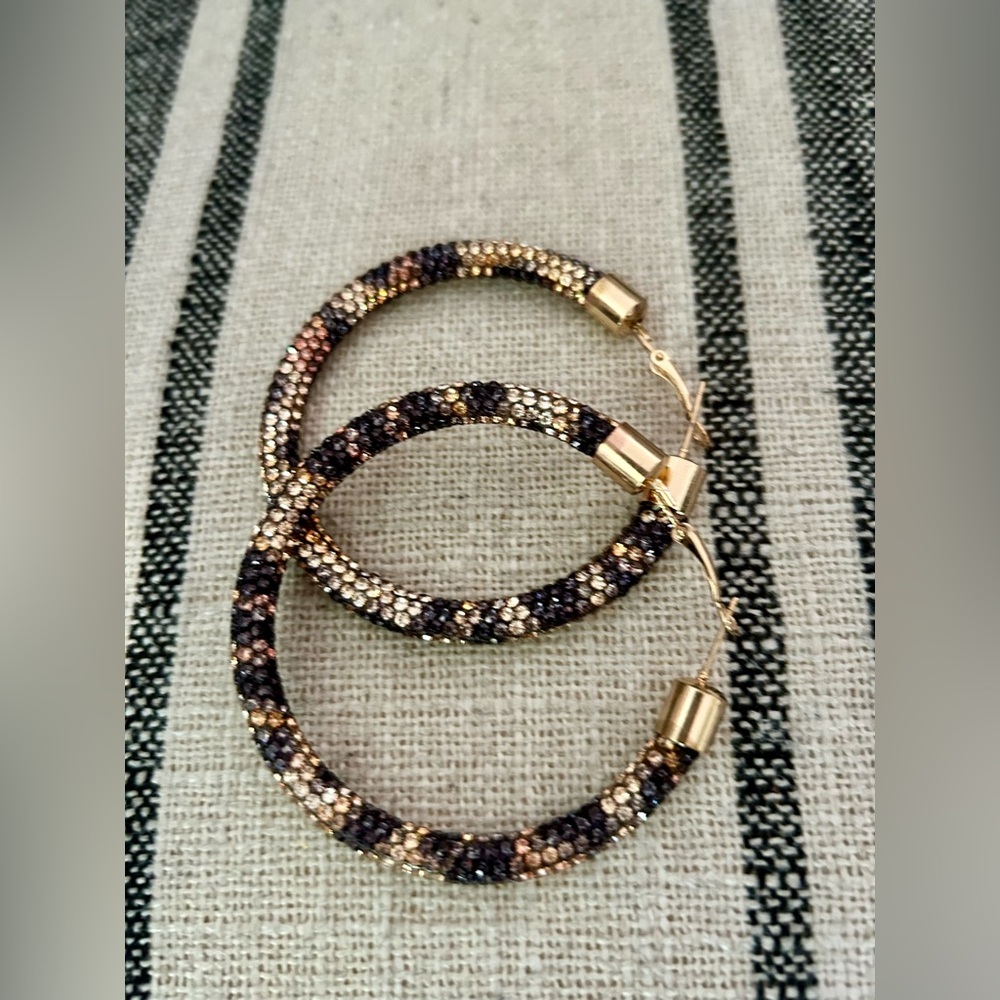 Crystal Leopard Hoop Earrings